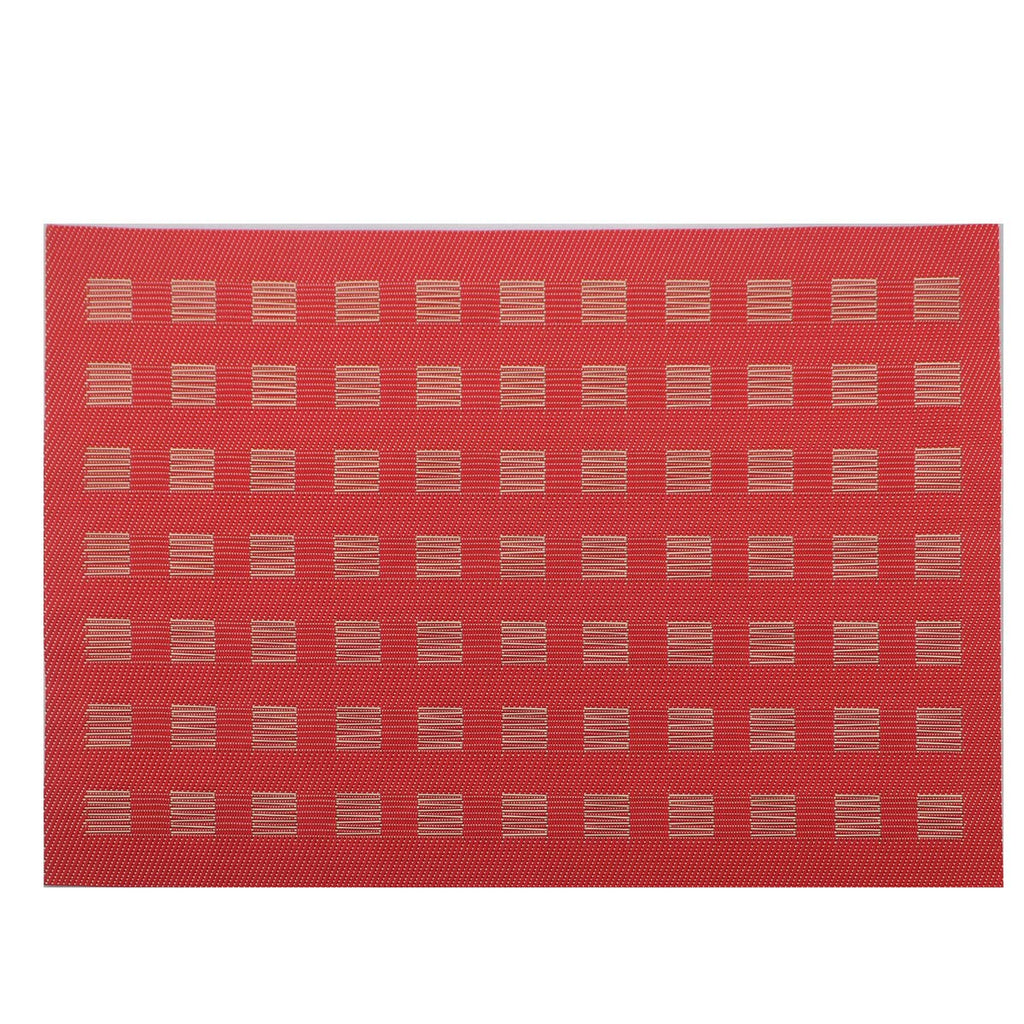 Place Mats PVC Set of 6, Table Placemats Set of 6 PVC Table Mats Natural Color (6 pcs, Red Leaves)
