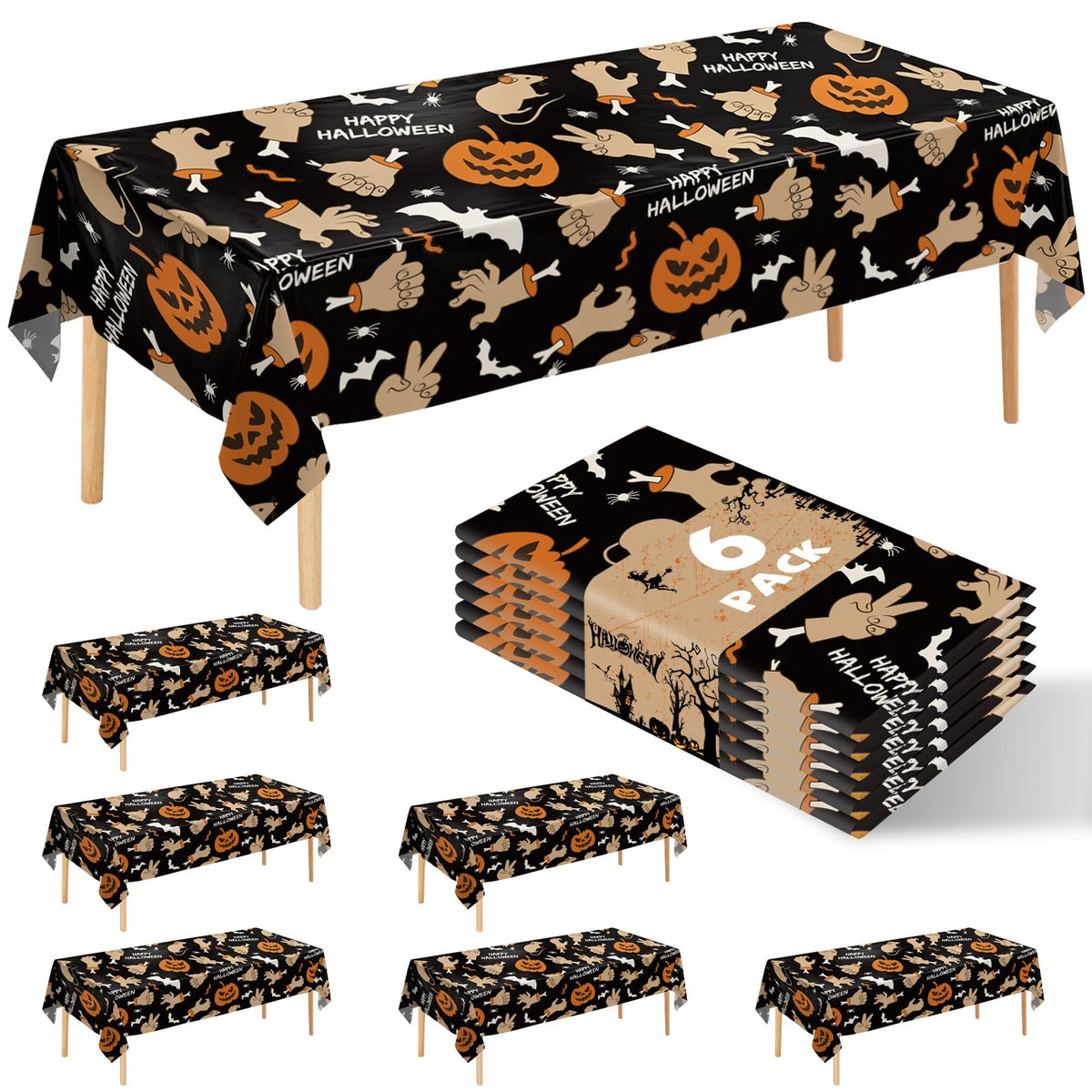 6 Pack Happy Birthday Plastic Tablecloths, 108" x 54" Rectangle Disposable Table Covers for Picnic Birthday Wedding Parties (Balloon)