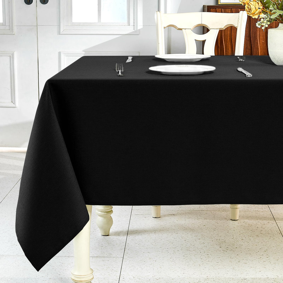 IVAPUPU Textured Linen Rectangle Table Cloth, Sage Green, 60 x 84 Inch