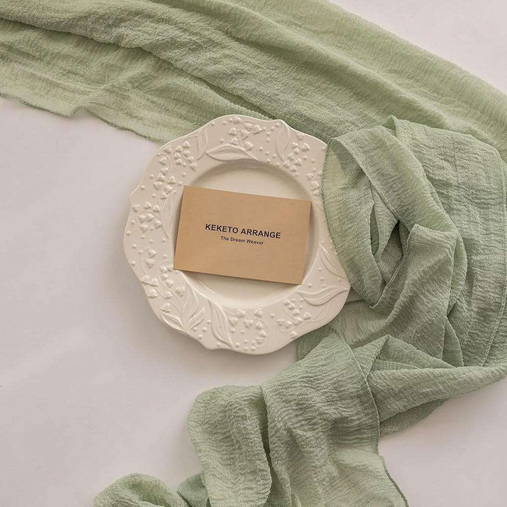 Sage Green Cheesecloth Table Runner 120 Inches Fall Party Home Decorations