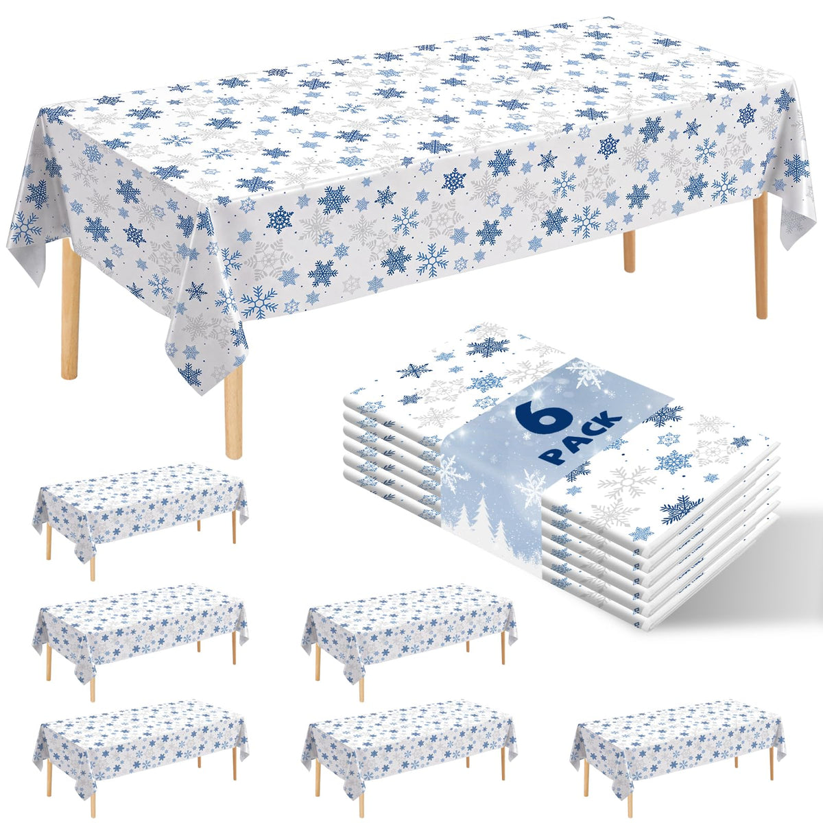 6 Pack Happy Birthday Plastic Tablecloths, 108" x 54" Rectangle Disposable Table Covers for Picnic Birthday Wedding Parties (Balloon)
