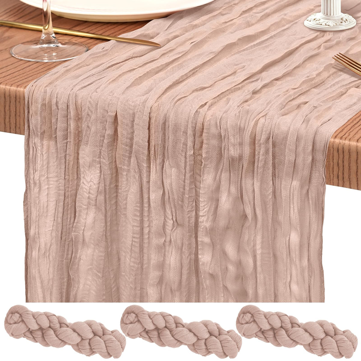 10 Pack Light Pink Cheesecloth Table Runner Wedding Birthday Table Decor