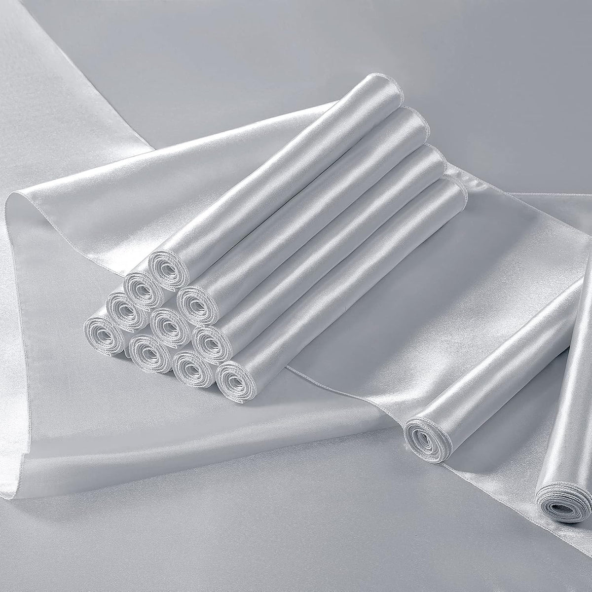 Manyshofu Silver Satin Table Runner 12x108 - 12 Pieces