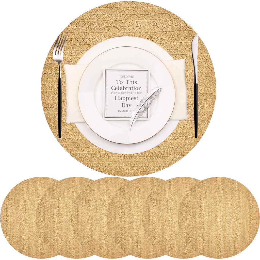 PIGCHCY Place Mats Heat-Resistant Non Slip Placemats Washable Easy to Clean Woven Vinyl Placemats for Dining Table (Set of 4, Brown)