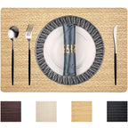 PIGCHCY Place Mats Heat-Resistant Non Slip Placemats Washable Easy to Clean Woven Vinyl Placemats for Dining Table (Set of 4, Brown)