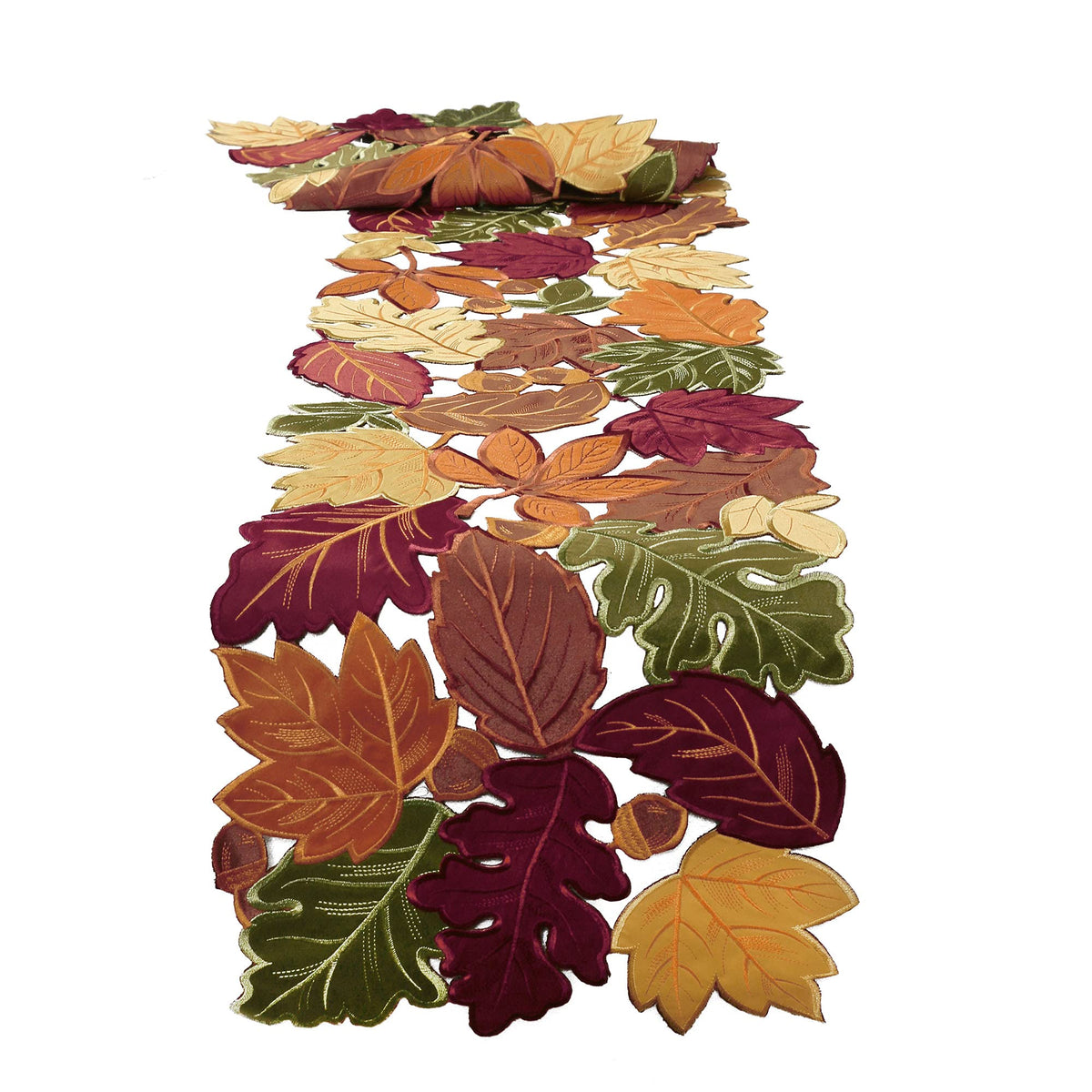 OWENIE Thanksgiving Runner, Fall Leaf Table Runner for Autumn Home Decorations, Fall Table Centerpieces, Embroidered Cutwork Farmhouse HarvestMaple Leaf Runner, 13 Inch x 36 Inch