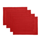 Solino Home 100% Pure Linen Placemats Green Hemstitch, 14 x 19 in, Set of 4