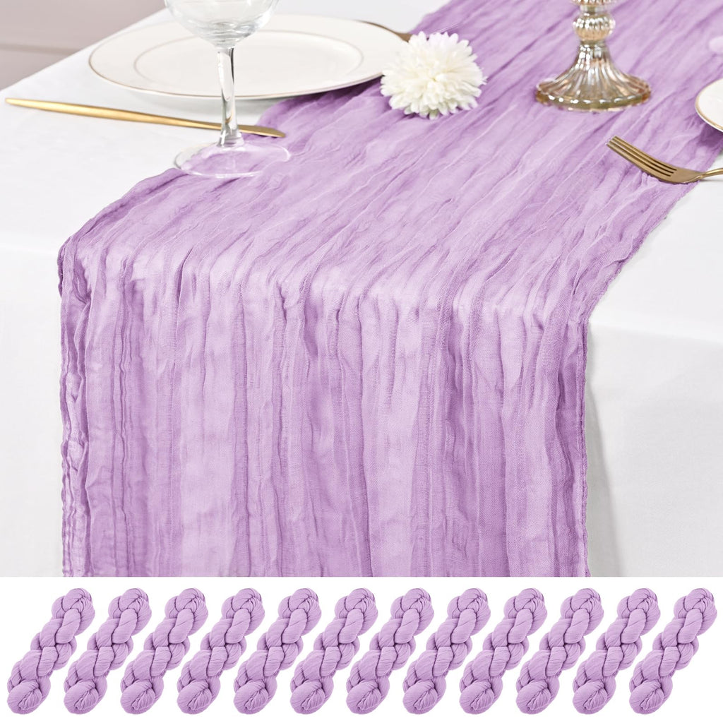 12 Pack Brown Table Runner 10Ft Cheesecloth Table Runner Rustic Gauze Table Runners Romantic Long Sheer Fabric Cheese Cloth Table Runners for Wedding Party Bridal Baby Shower