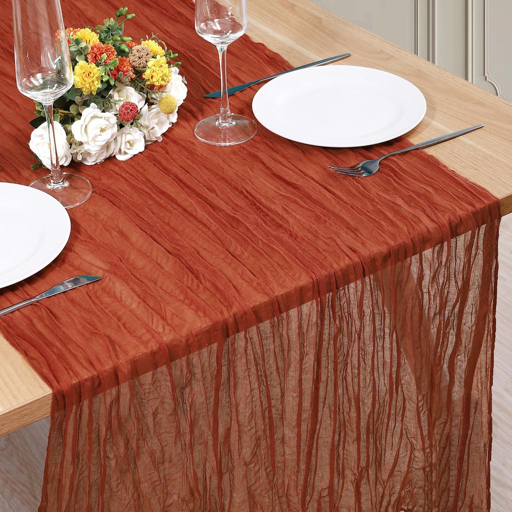 12 Pack Cheesecloth Table Runner, Runner Gauze Boho Wedding Decor Romantic Table Runner for Wedding Birthday Party(35" x 118") (Terracotta)
