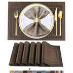 BETEAM Placemats Set of 8, Woven Vinyl Place Mats for Dining Table, Gray