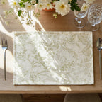 JINCHAN Linen Textured Placemats Set of 4 Farmhouse 13x19 Heathered Green