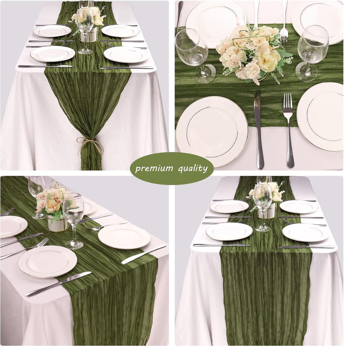 35x120 Inch Grass Green Cheesecloth Table Runner Boho Wedding Party Decor