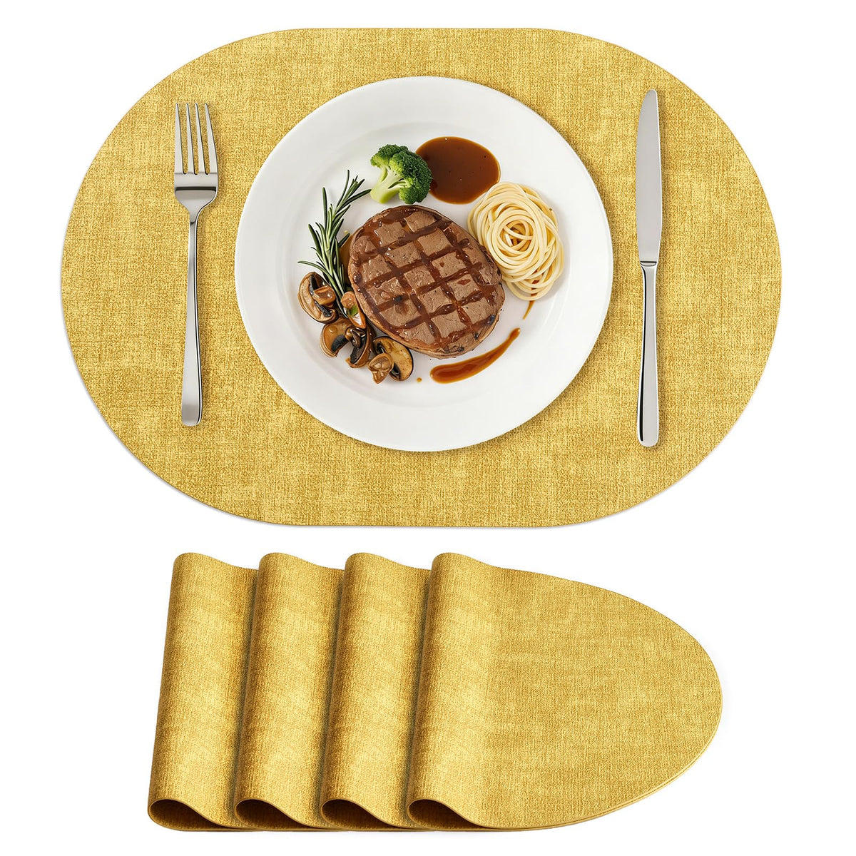 homing Heat Resistant Oval Placemats Set of 6, Navy