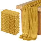 12 Pack Cheesecloth Table Runner, Runner Gauze Boho Wedding Decor Romantic Table Runner for Wedding Birthday Party(35" x 118") (Terracotta)