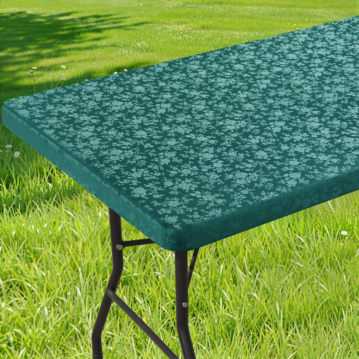 Smiry Heavy Duty Vinyl Fitted Tablecloths for 6 Foot Rectangle Tables
