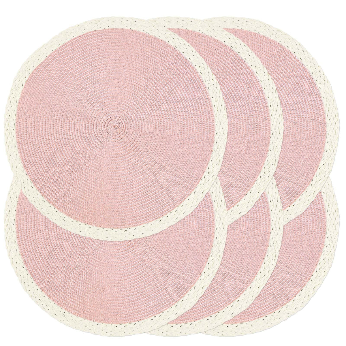 Round Placemats Set of 4, Woven Table Mats, Thin Edge, Green