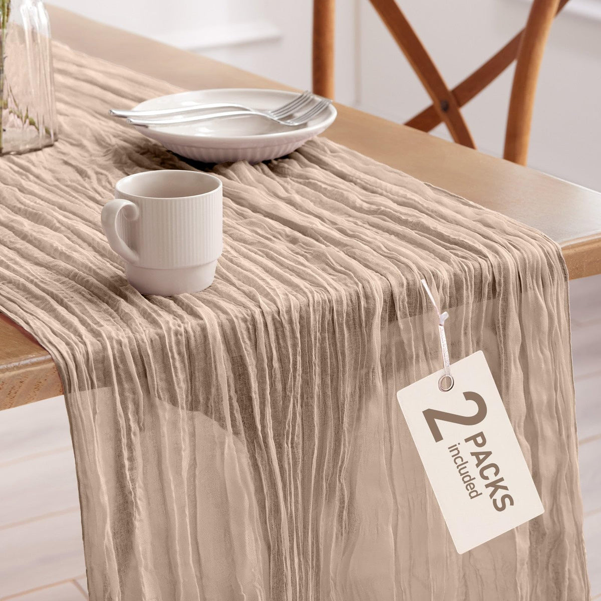 Pureegg 2 Pack Cheesecloth Table Runner 120 Inch Rust