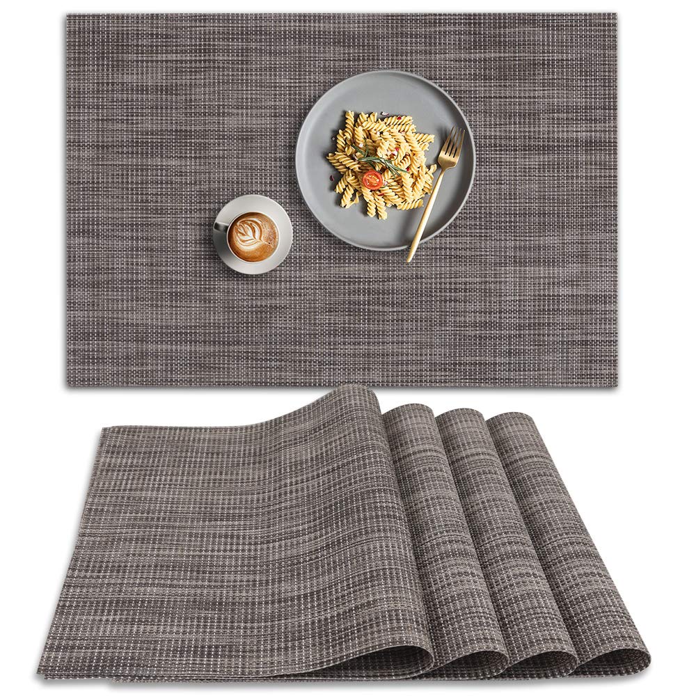 homEdge PVC Placemat, 4 PCS of Non-Slip Heat Resistant Place Mats, Washable Vinyl Placemats, Set of 4 – Red