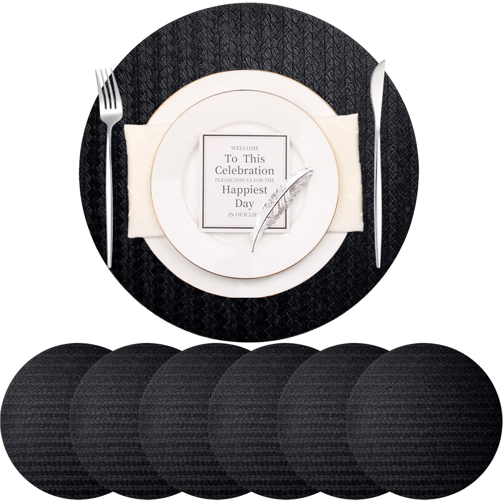 PIGCHCY Place Mats Heat-Resistant Non Slip Placemats Washable Easy to Clean Woven Vinyl Placemats for Dining Table (Set of 4, Brown)