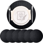 PIGCHCY Place Mats Heat-Resistant Non Slip Placemats Washable Easy to Clean Woven Vinyl Placemats for Dining Table (Set of 4, Brown)