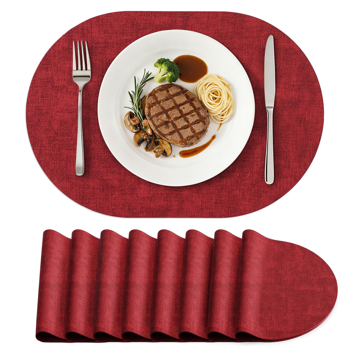 homing Heat Resistant Oval Placemats Set of 6, Navy