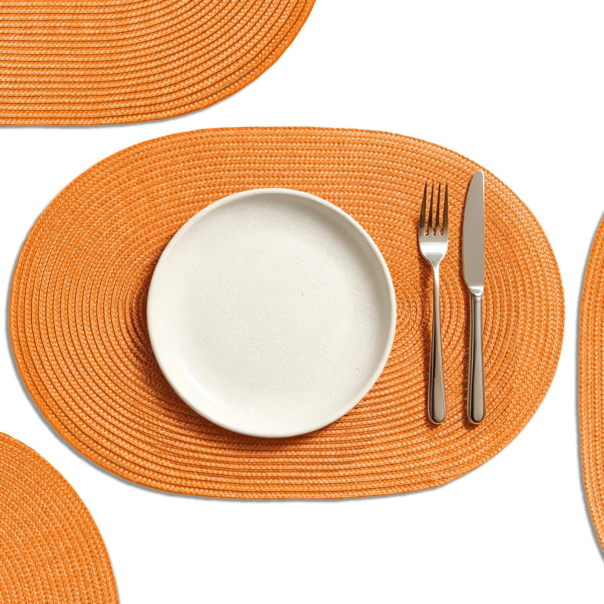 AHHFSMEI Placemats Set of 8 for Dining Table Washable Woven Non-Slip 18x12 inches Placemat Heat-Resistant Durable Table Mats for Dining Table Easy to Clean (Yellow, 8)