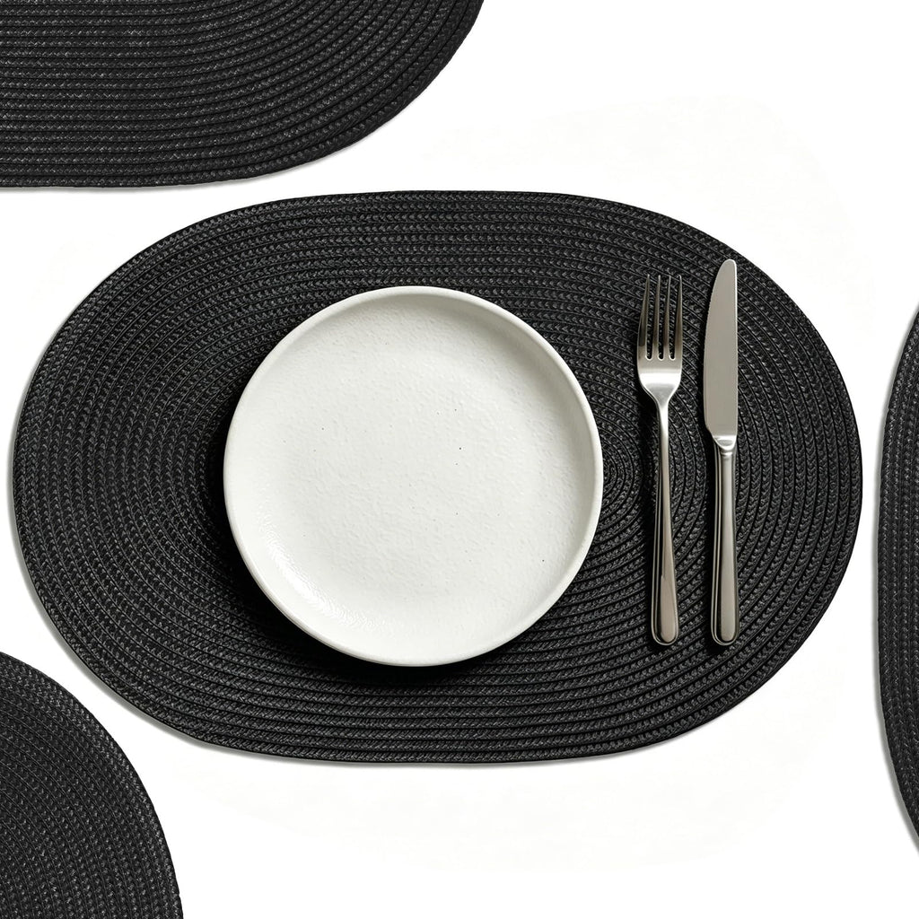 AHHFSMEI Placemats Set of 8 for Dining Table Washable Woven Non-Slip 18x12 inches Placemat Heat-Resistant Durable Table Mats for Dining Table Easy to Clean (Yellow, 8)