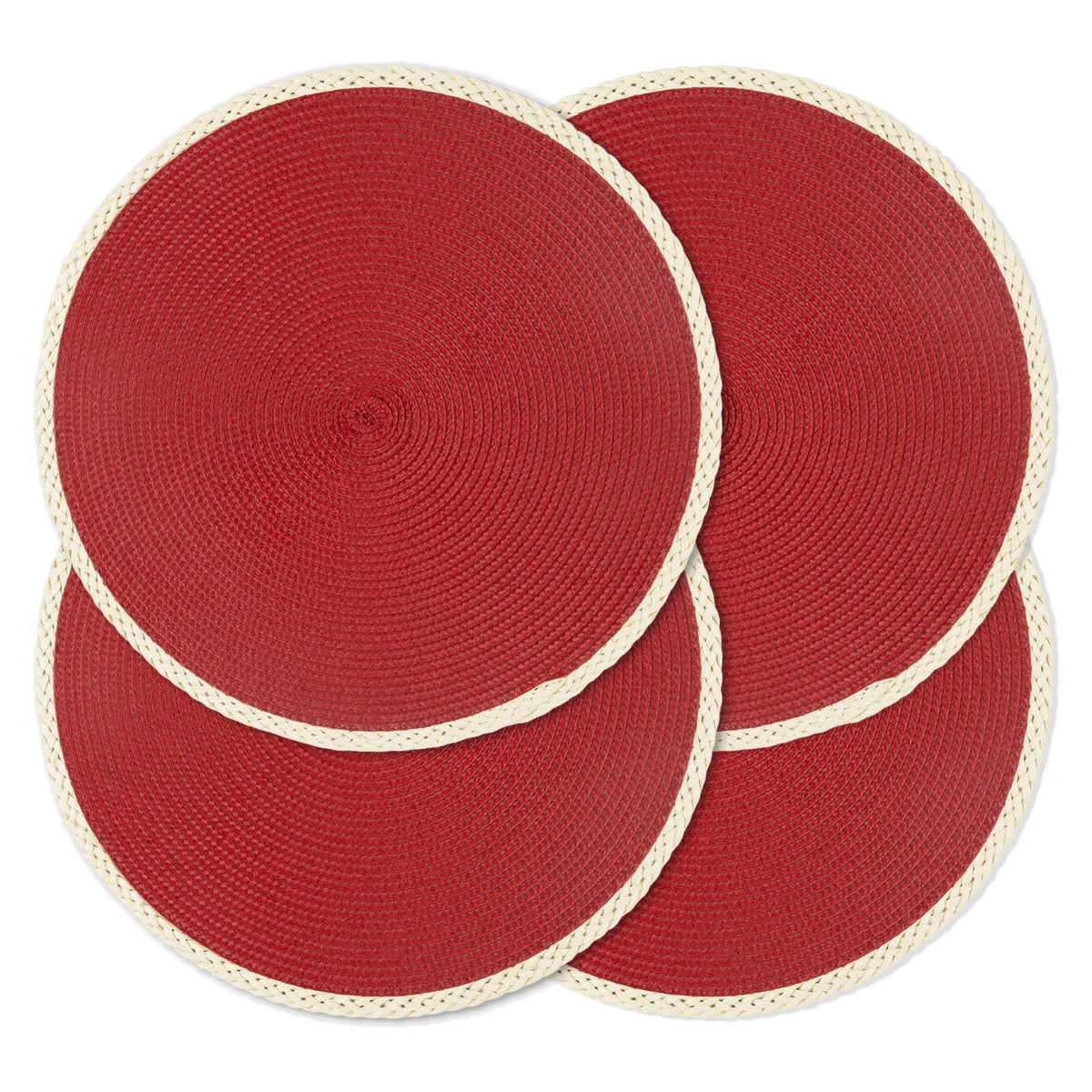 Round Placemats Set of 4, Woven Table Mats, Thin Edge, Green