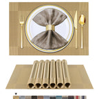 BETEAM Placemats Set of 8, Woven Vinyl Place Mats for Dining Table, Gray