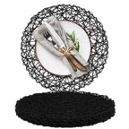 AHHFSMEI Paper Braided Round Placemats Set of 12 Natural Non-Slip Heat Resistant Table Mats for Dining Tables Woven Indoor & Outdoor Place mats(Green,12)