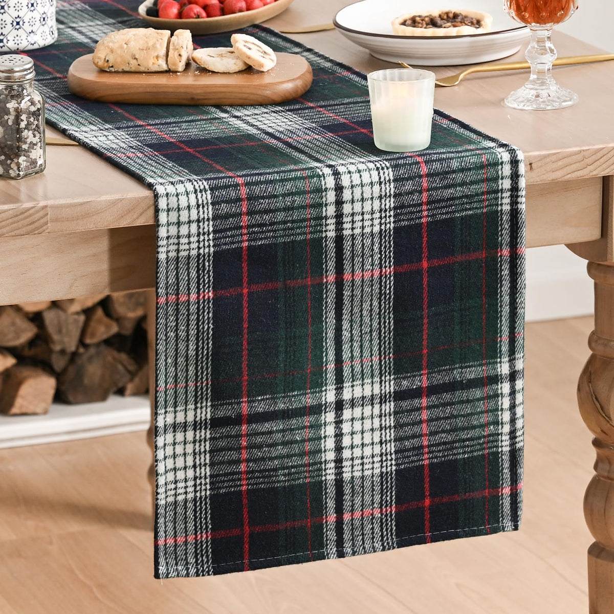 Artoid Mode Rust Farmhouse Plaid Fall Table Runner 13x72 Inch