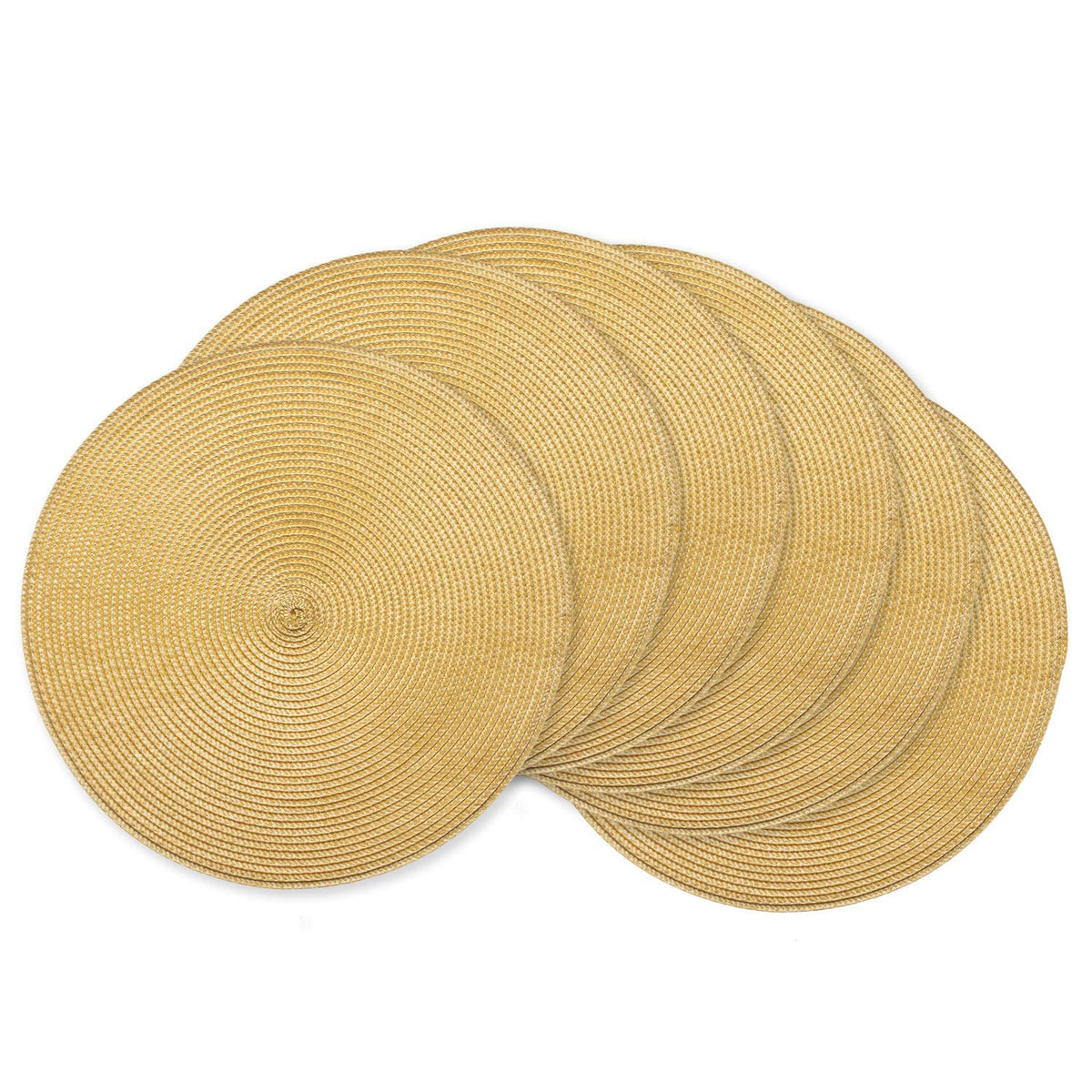 AHHFSMEI Round Braided Placemats Set of 6 15 Inch Black Table Mats