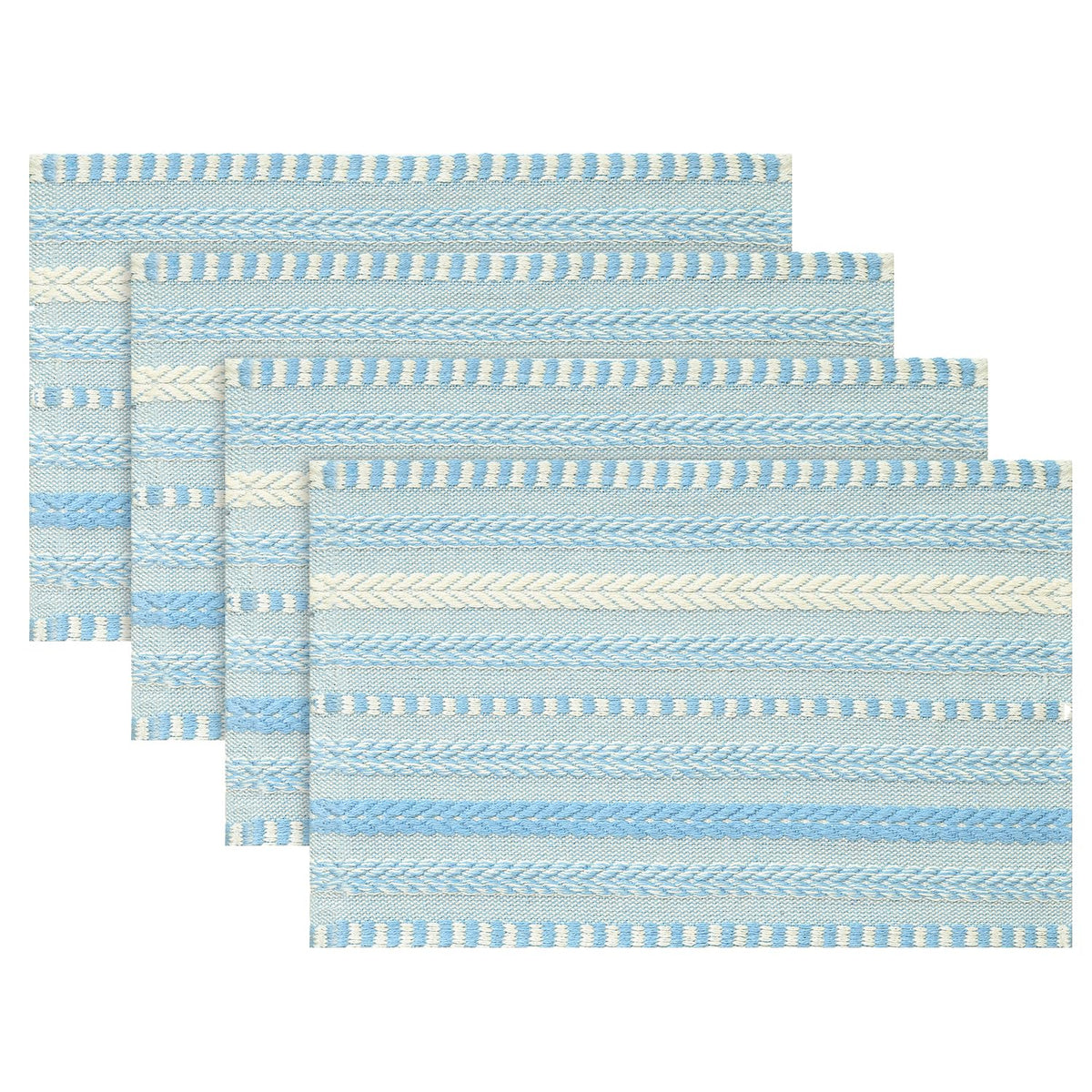 Artoid Mode Pink Woven Braided Stripe Placemats Set of 4-12x18 Inch