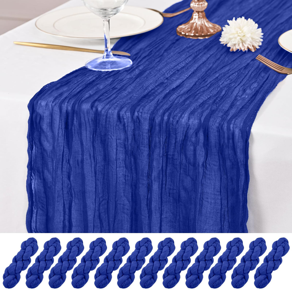 12 Pack Brown Table Runner 10Ft Cheesecloth Table Runner Rustic Gauze Table Runners Romantic Long Sheer Fabric Cheese Cloth Table Runners for Wedding Party Bridal Baby Shower