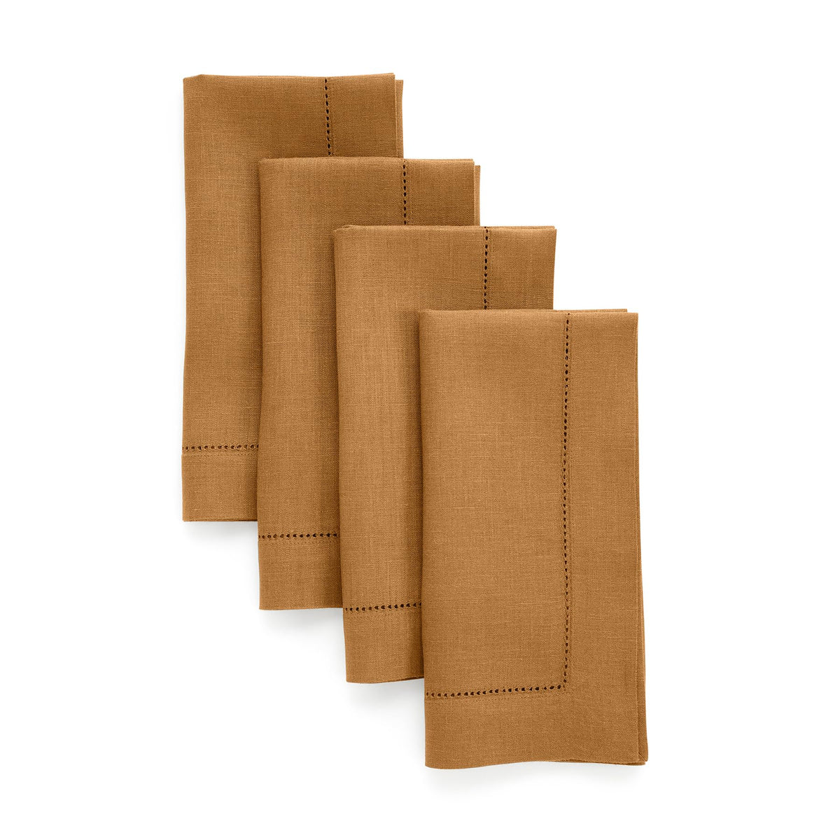 Solino Home 100% Pure Linen Placemats Green Hemstitch, 14 x 19 in, Set of 4