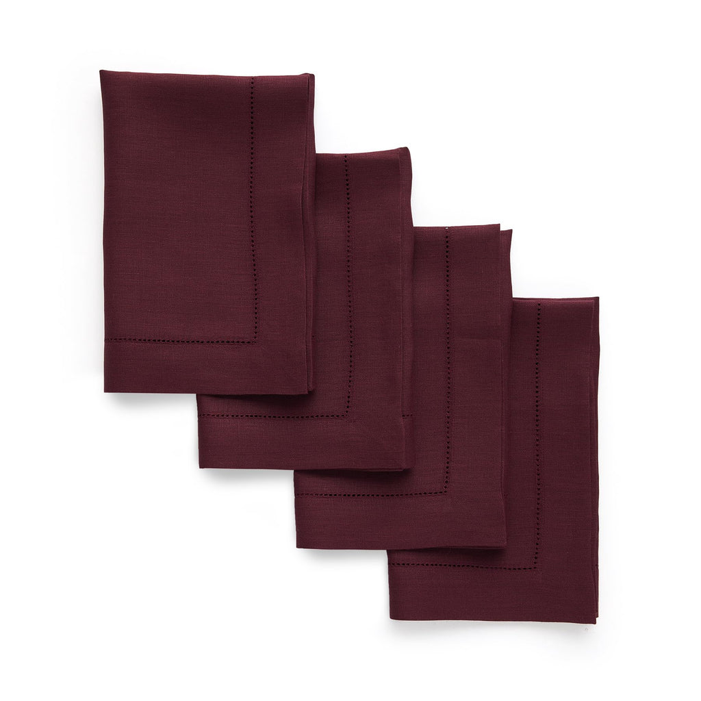 Solino Home 100% Pure Linen Placemats Green Hemstitch, 14 x 19 in, Set of 4