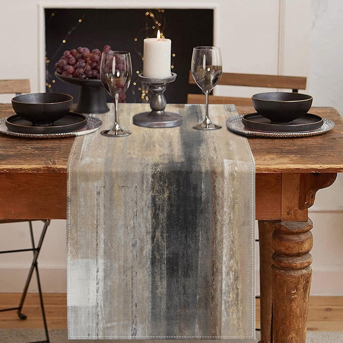 Emvency Table Runner, 13x72 Inch, Abstract Vintage Blue