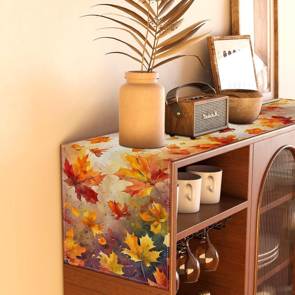 Rvsticty Fall Table Runner,Autumn Thanksgiving Decorations for Home Decor