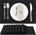 Myir JUN Black Placemats Set of 8 Kitchen and Dining Table Placemats