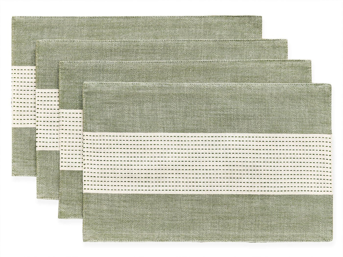 Wracra Linen Table Runner, Stripe Table Runners 72 Inches Sage Green