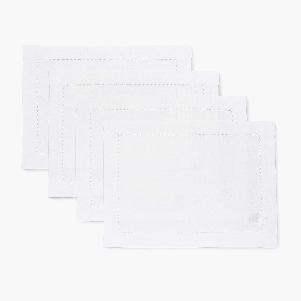 Solino Home 100% Pure Linen Placemats Green Hemstitch, 14 x 19 in, Set of 4