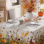XCHI Fall Wild Flowers Pumpkin Rectangle Tablecloth Decorations 60x104 Inch