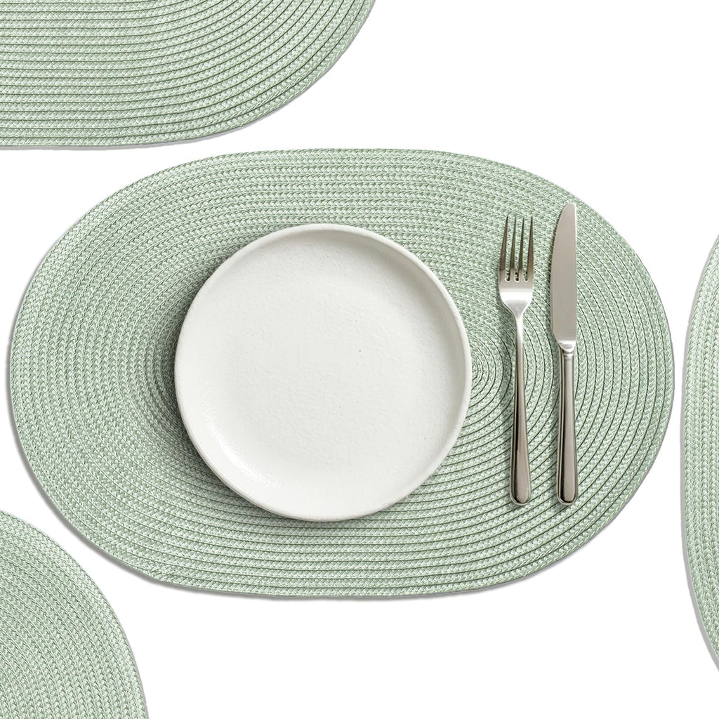 AHHFSMEI Placemats Set of 8 for Dining Table Washable Woven Non-Slip 18x12 inches Placemat Heat-Resistant Durable Table Mats for Dining Table Easy to Clean (Yellow, 8)