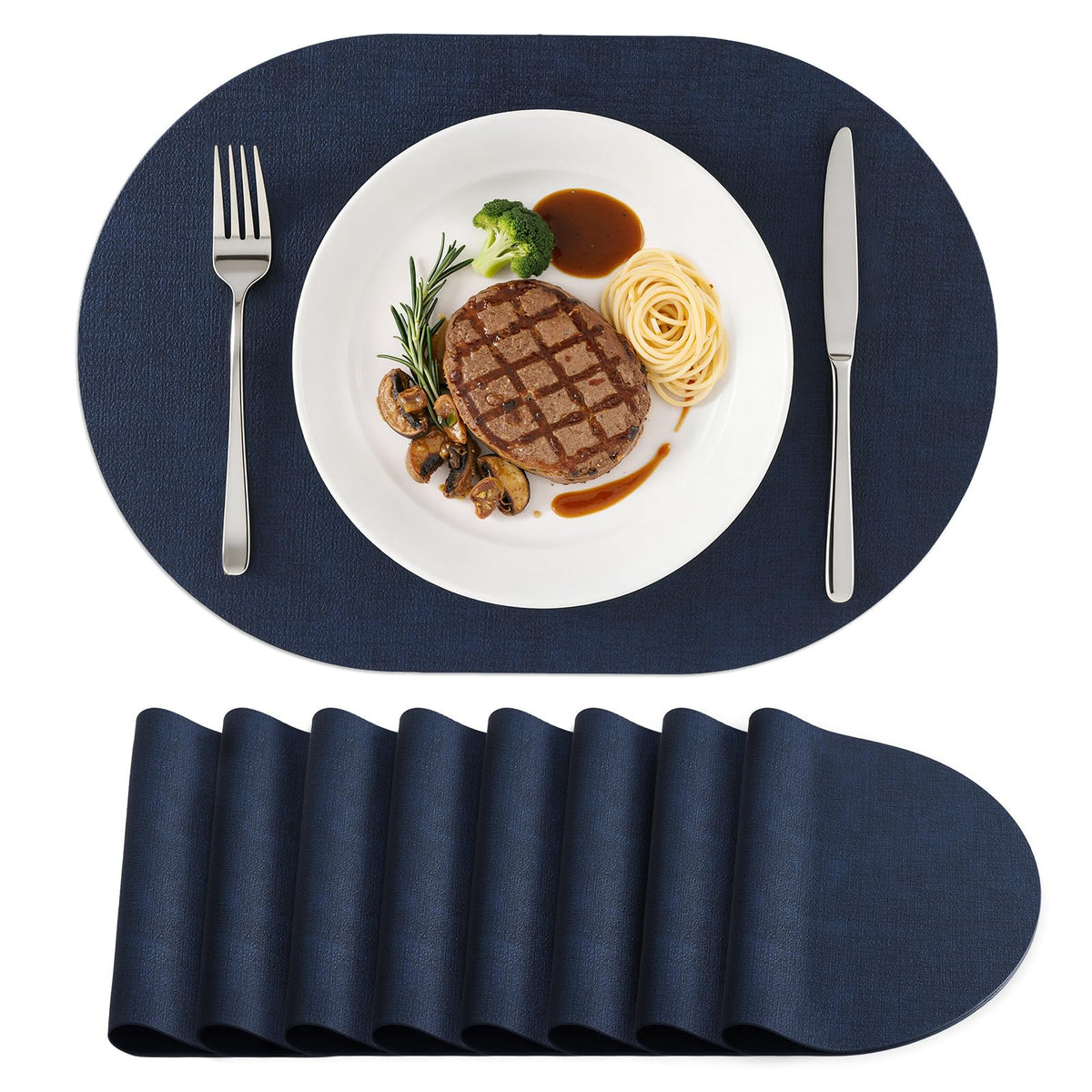homing Heat Resistant Oval Placemats Set of 6, Navy