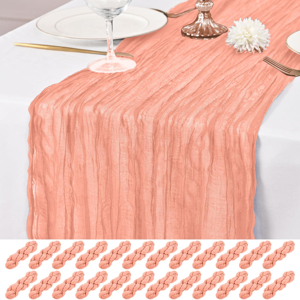 12 Pack Brown Table Runner 10Ft Cheesecloth Table Runner Rustic Gauze Table Runners Romantic Long Sheer Fabric Cheese Cloth Table Runners for Wedding Party Bridal Baby Shower
