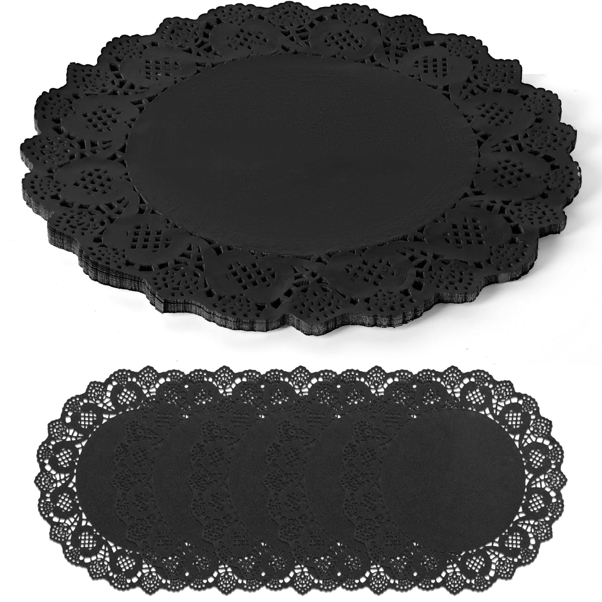100 Pack 13.5 Inch Round Sage Green Paper Doilies, Disposable Lace Placemat