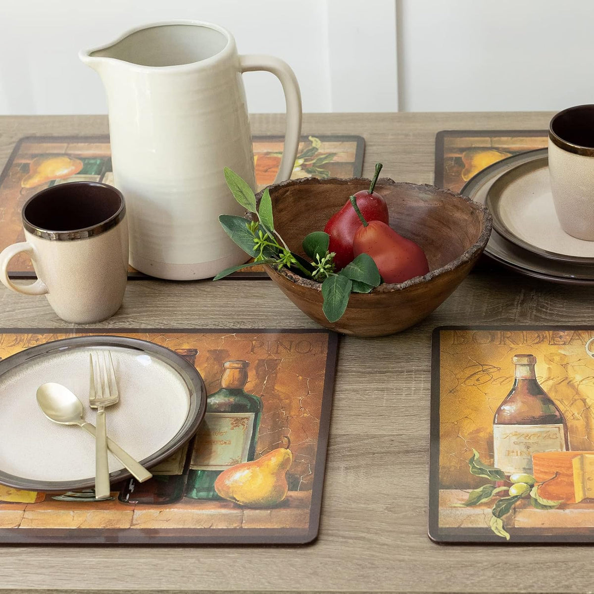 Benson Mills Cork Placemats Set of 4 (Bordeaux Wine, 12" x 16”)