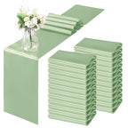 Horbaunal 12 Pack Sage Green Satin Table Runner 12 x 108 Inch