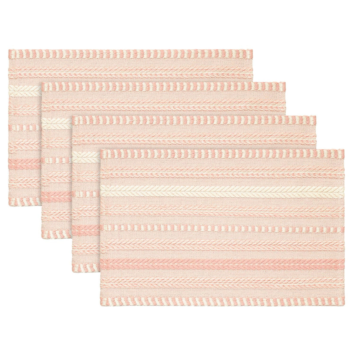 Artoid Mode Pink Woven Braided Stripe Placemats Set of 4-12x18 Inch