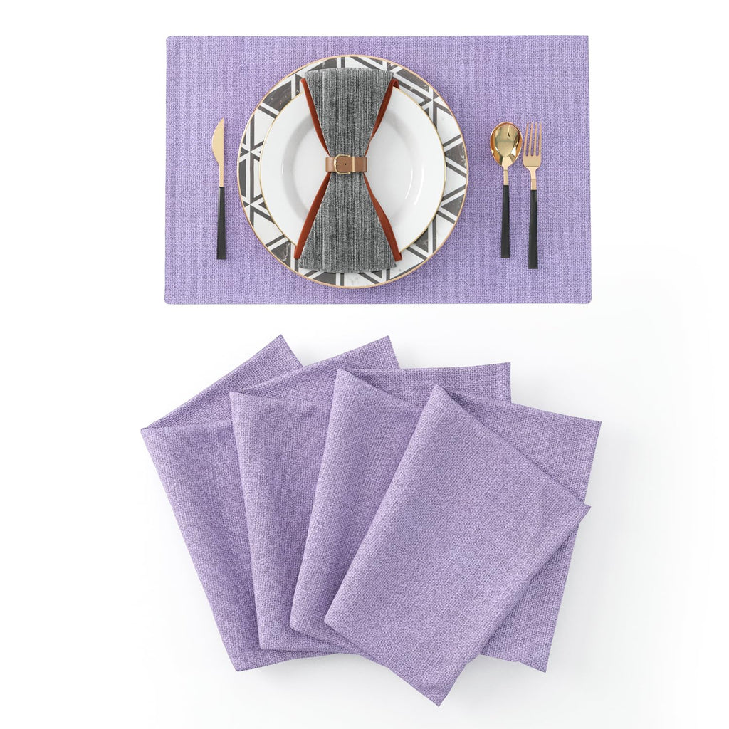 4 Piece 12 x 18 inch Soft Faux Linen Place Mats Heat Resistant Dining Table Place Mats Cloth Kitchen Table Mats 12x18 Dark Purple